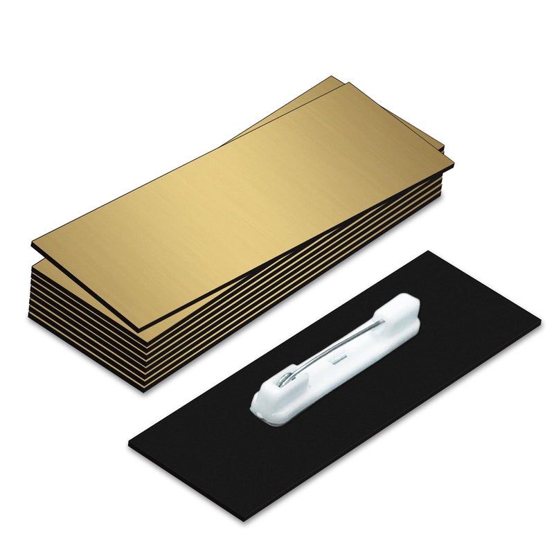 All Quality 1" X 3" Name Tag/Badge Blanks with Pin - 10 Pack (Brushed Gold) - Image 1
